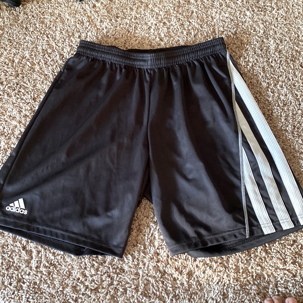 Black with White Stripe Medium Adidas Shorts